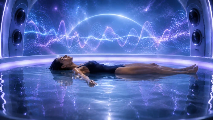 Voyage sonore immersif dans un POD de flottaison avec ambiance personnalisée.